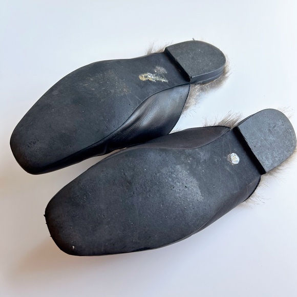 Jeffrey Campbell Leather Loafer Slides With Faux Fur - Picture 5 of 5